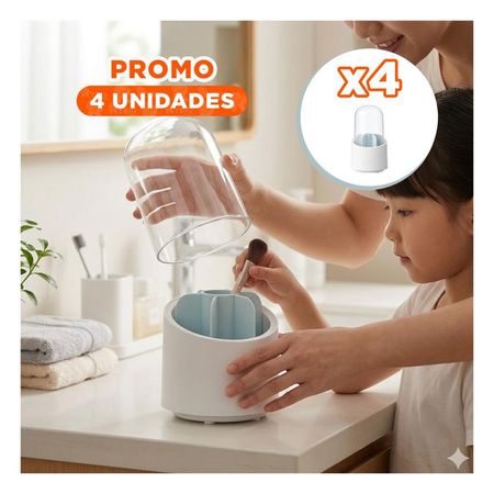 Pack4 Organizador Giratorio Celeste para Cosmeticos en Tocador Diario