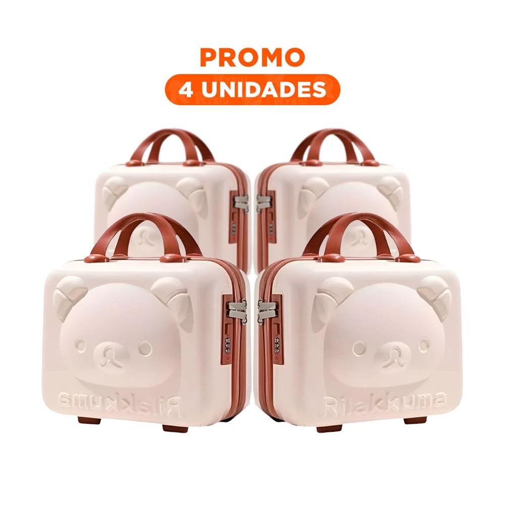 Pack4 Petaca Mini Portatil de Oso Multiusos con Acabado Beige Y+Regalo Sticker