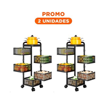 Pack2 Soporte Movil Cuadrado de Cinco Niveles con Llantas para Casa