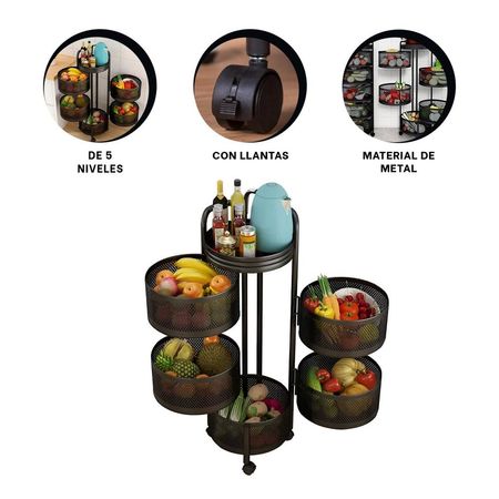 Soporte Circular de Cinco Niveles con Llantas para Uso Practico en Casa Y+Ligas Regalo