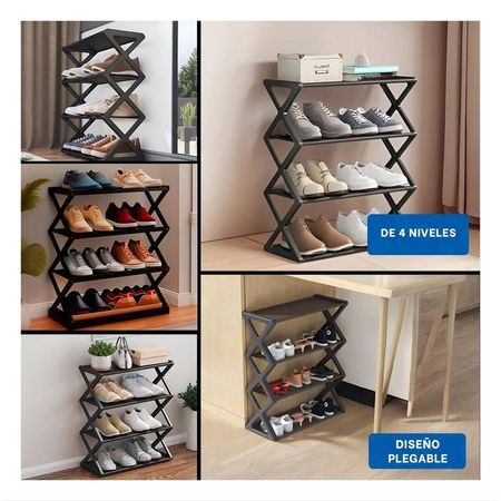 Almacenador 4 Niveles Color Negro para Guardar Calzado