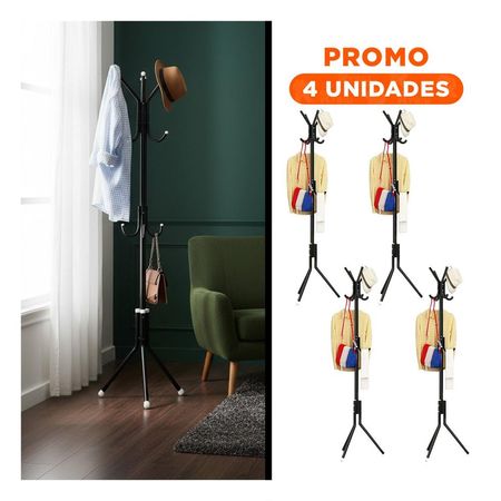 Pack4 Estructura Multiuso 175x45cm para Colgar Ropa de Uso Diario Negro Y+Regalo Sticker