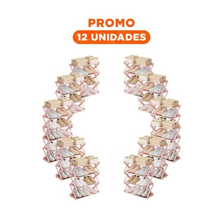 Pack12 Base Funcional Cuatro Niveles Rosada Para Zapatos Y+Regalo Sticker