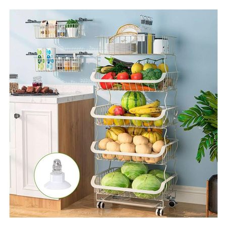 Contenedor multiuso 5 niveles para cocina acero blanco para guardar todo facil Y+Papel Regalo