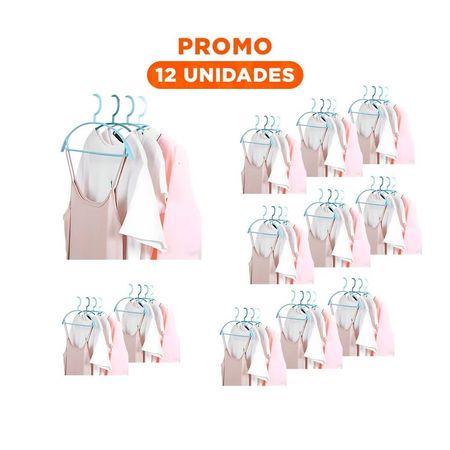 Pack12 Soporte Simple de Plastico Celeste Circulo en Medio de 4 Piezas Prendas Y+Regalo Sticker