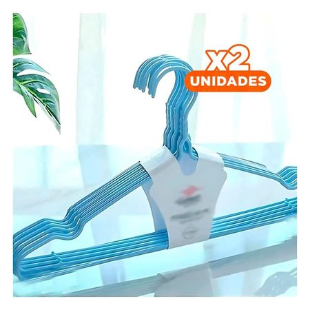 Pack2 Gancho Diario de Plastico Celeste Circulo en Medio de 4 Piezas Ropa Y+Papel Regalo