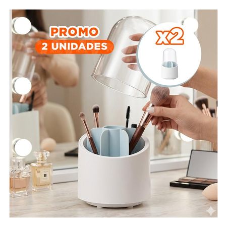 Pack2 Soporte Giratorio Celeste de Maquillaje y Accesorios de Tocador Y+Papel Regalo