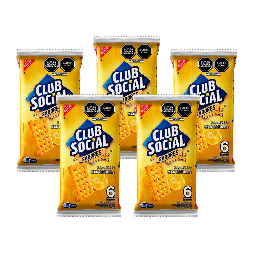 Pack Galletas CLUB SOCIAL Mantequilla Bolsa 144g x 5un