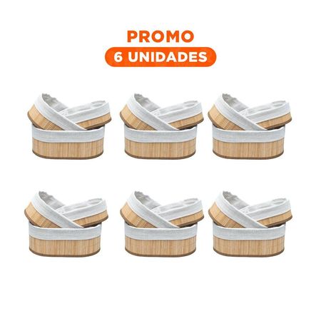 Pack6 Cestas Versatiles de Bambu y Tela para Decoracion y Orden