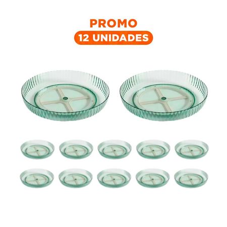 Pack12 Bandeja Para Especias Plastico 30.5x6x30.5cm Uso Diario Verde Y+Regalo Sticker
