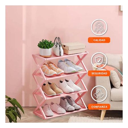 Almacenador Funcional Cuatro Niveles Rosado Para Zapatos Y+Ligas Regalo