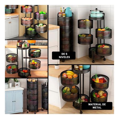 Estructura Circular de Cinco Niveles con Llantas para Espacios Funcionales del Hogar