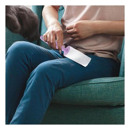 Quitapelusa en Rodillo Adhesivo para Telas y Ropa en Casa Lila Extra Y+Papel Regalo