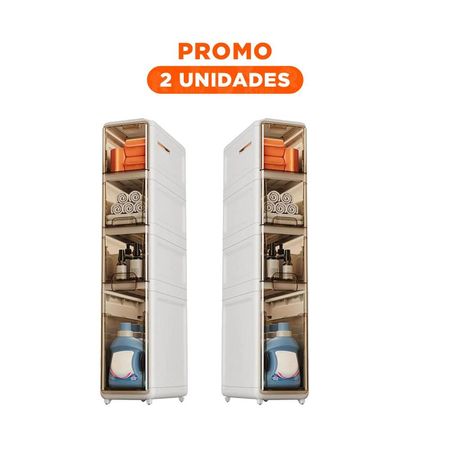 Pack2 Organizador Funcional Blanco con Ruedas y Puertas en 4 Niveles