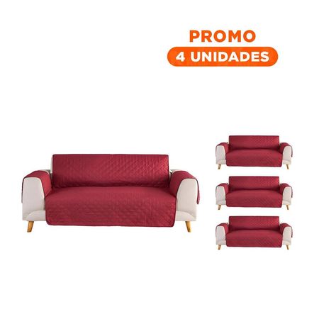 Pack4 Protector para Sofa en Color Guinda con Medida 130x195cm de Uso Interior Y+Regalo Sticker
