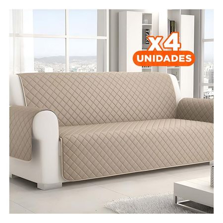 Pack4 Protector Textil Continuo para Sofa Beige con Medida 130x195cm