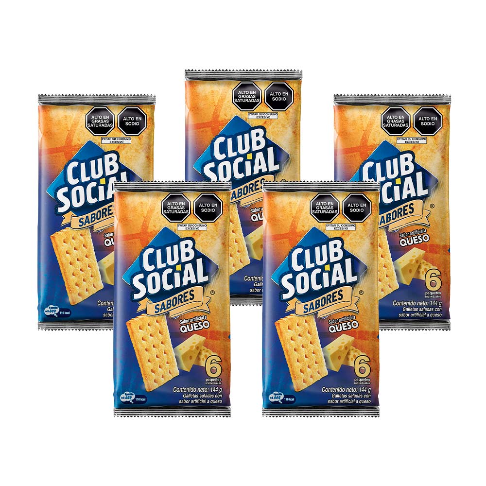 Pack Galletas NABISCO Club Social Queso Bolsa 144g x 5un