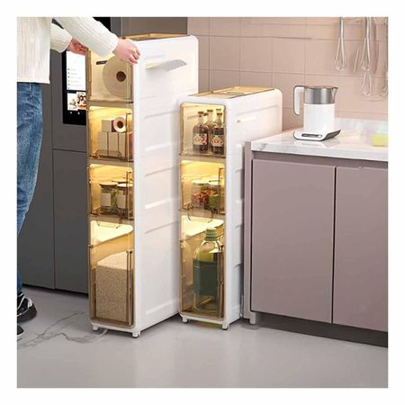 Gabinete con Puertas y Ruedas en 3 Niveles Color Blanco Y+Papel Regalo