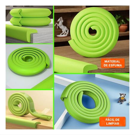 Cinta Protectora de Bordes Espuma 2 Metros Verde Limon Seguridad Hogar
