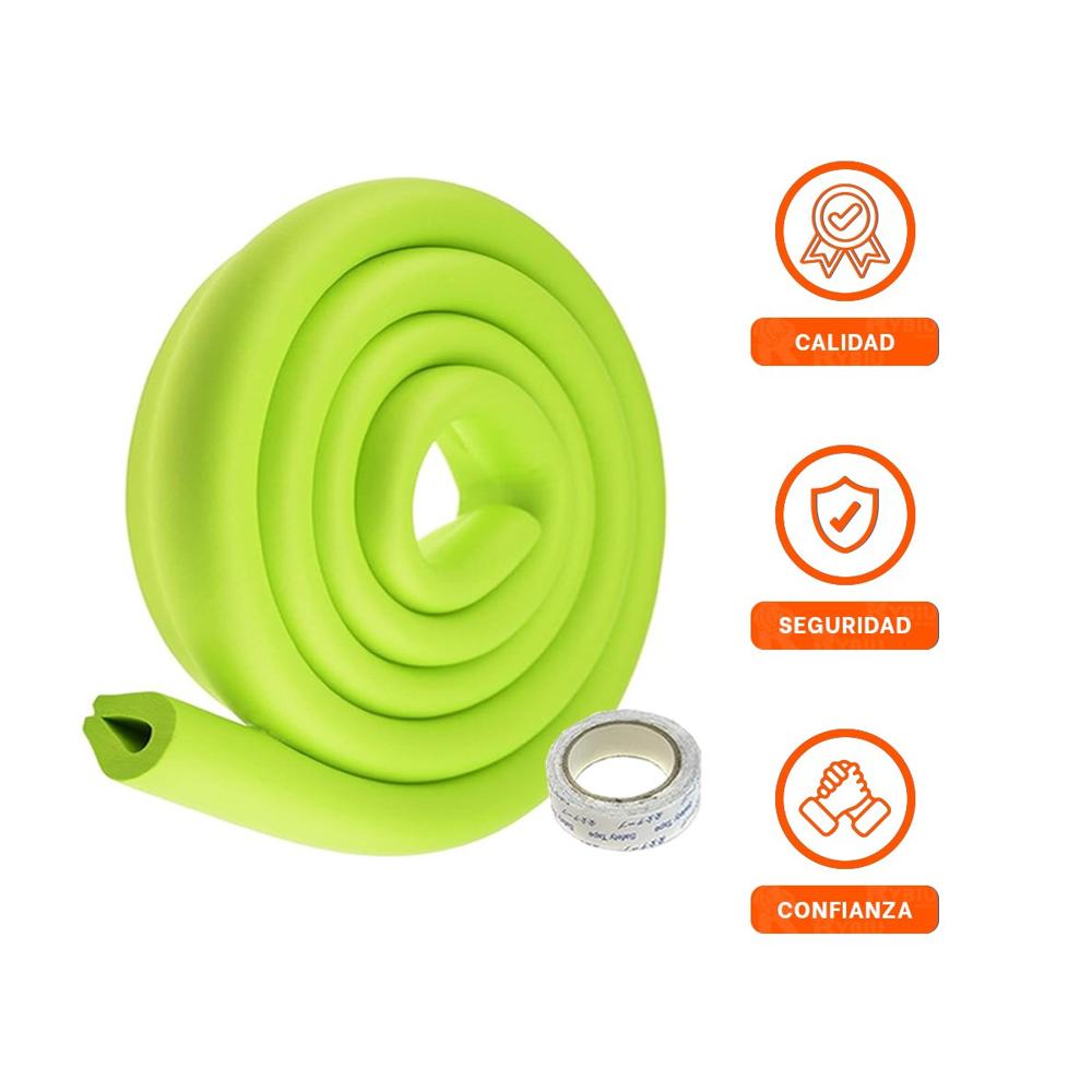Cinta Protectora de Bordes Espuma 2 Metros Verde Limon Seguridad Interior Y+Ligas Regalo