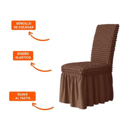 Cubierta de Silla Elastica con Patron de Burbujas Cuadradas Color Marron Y+Ligas Regalo