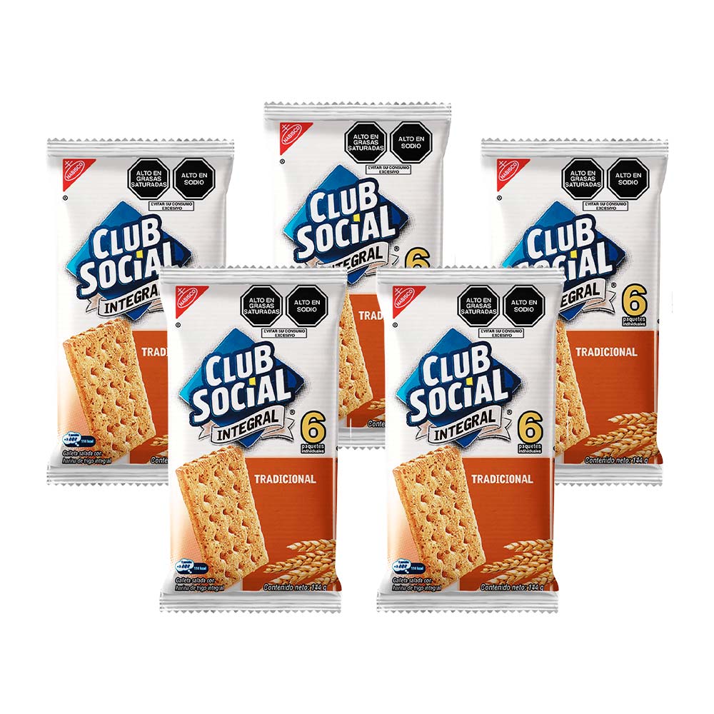 Pack Galletas Saladas CLUB SOCIAL Integrales Paquete 6un x 5un