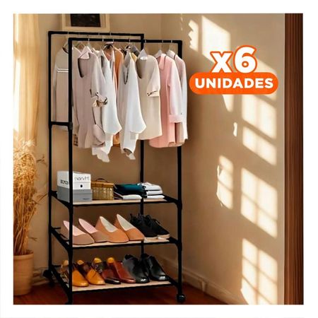 Pack6 Caja Organizadora 3 Niveles con Perchera Doble para Interior Negro Y+Papel Regalo