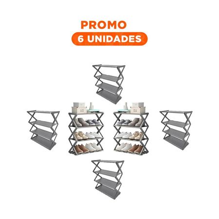 Pack6 Base Auxiliar De Calzado 4 Niveles Color Plomo