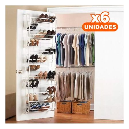 Pack6 Zapatero Practico de Puerta para 36 Pares Calzado Blanco Orden Interior Y+Regalo Sticker