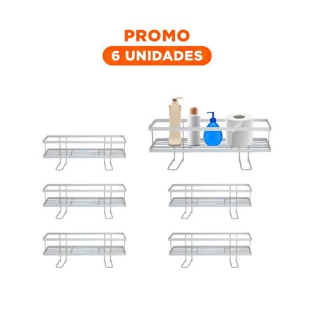 Pack6 Base Practica de Pared 32x14x16cm Blanco Ahorro Espacio Diario