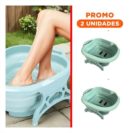 Pack2 Lavadero Portatil con Masajeador de Pies Celeste Compacta y Duradera