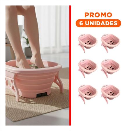 Pack6 Recipiente Portatil con Masajeador de Pies Rosado de Relajacion Total