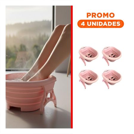 Pack4 Lavadero Portatil con Masajeador de Pies Rosado Compacta y Eficiente Y+Regalo Sticker