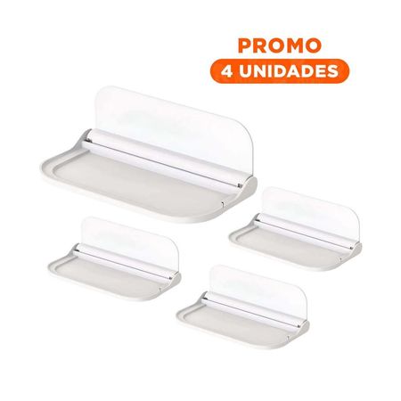 Pack4 Soporte Plegable Flotante de Pared con Base Blanca Y+Regalo Sticker