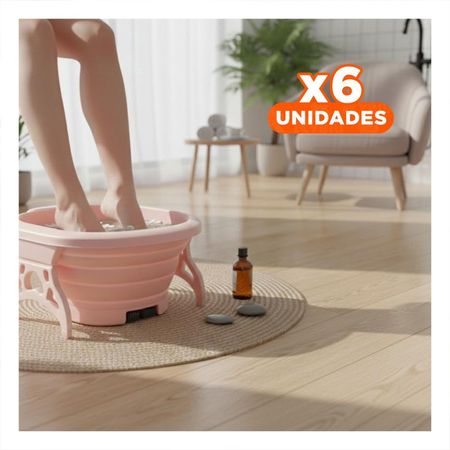 Pack6 Depresor Portatil con Masajeador de Pies Rosado con Sistema Hidro y Masaje Y+Papel Regalo