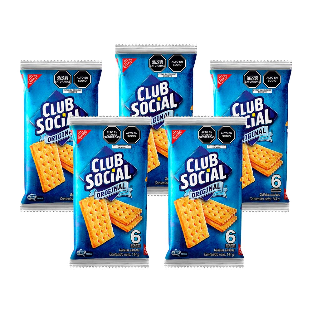 Pack Galletas Saladas CLUB SOCIAL sabor Original Paquete 6un x 5un