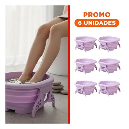 Pack6 Recipiente Portatil con Masajeador de Pies Morado de Relajacion Total