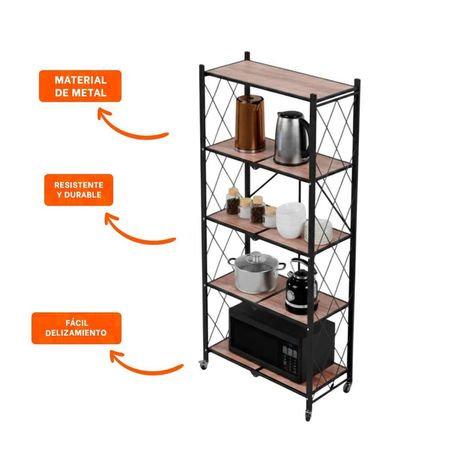 Unidad Plegable 5 Niveles con Ruedas para Orden Diario en Hogar Y+Ligas Regalo