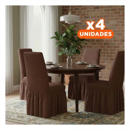 Pack4 Funda de Silla Color Marron con Patron de Burbujas Elastica Y+Papel Regalo