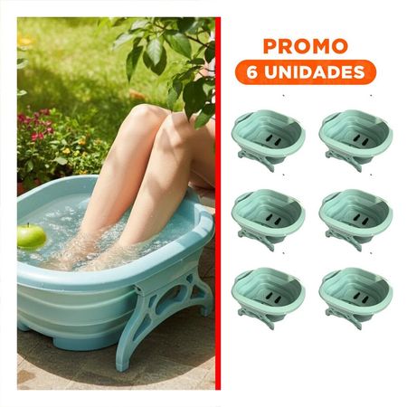 Pack6 Recipiente Portatil con Masajeador de Pies Celeste de Relajacion Total