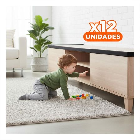 Pack12 Defensa Esquina de Espuma Suave para Bordes Filosos de Mesa Casa Negro