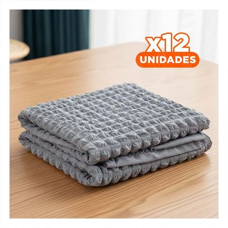 Pack12 Protector Elastica Color Plomo para Silla con Relieve Geometrico Cuadrado Y+Papel Regalo