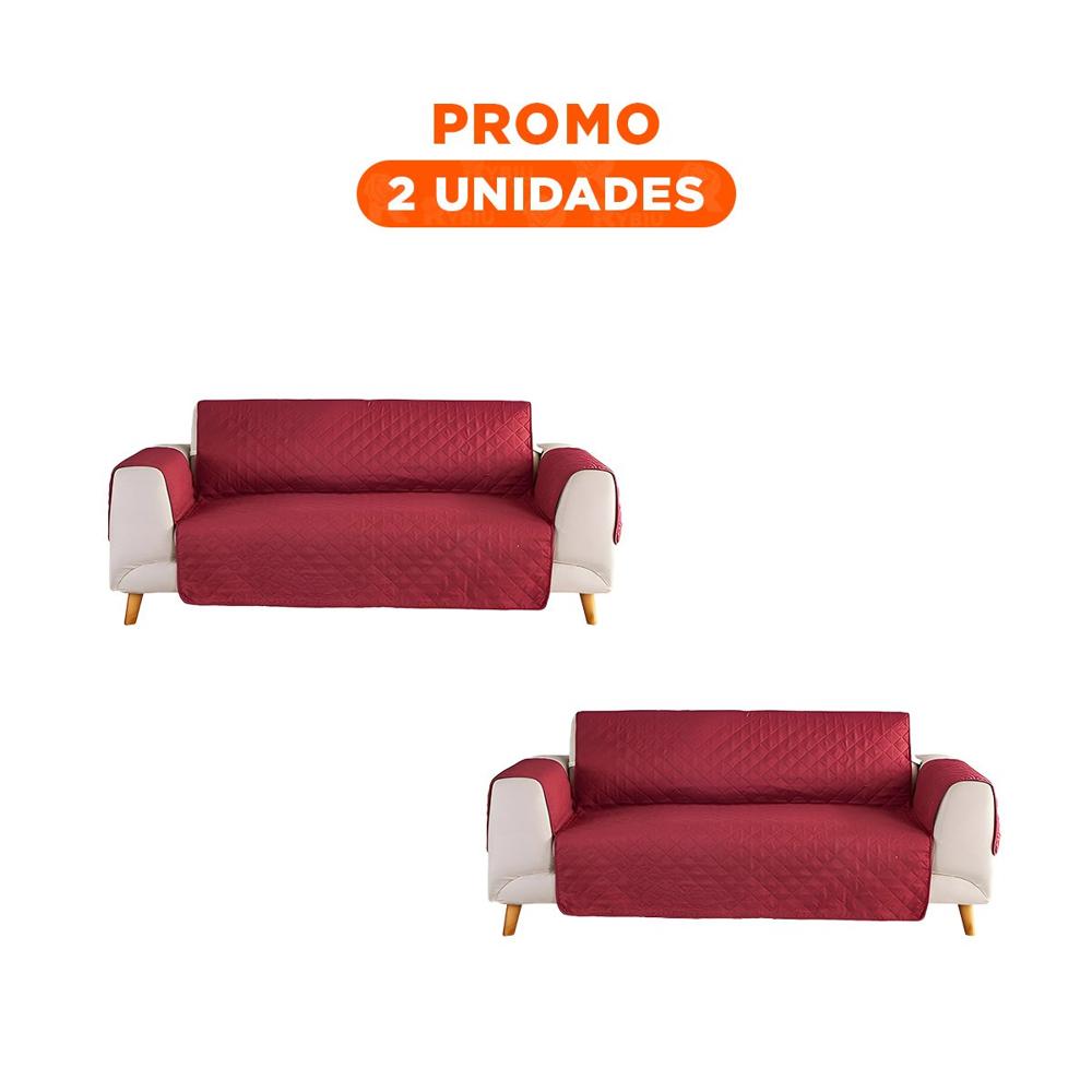 Pack2 Funda de Cobertura para Sofa Guinda con Dimensiones 130x195cm de Ajuste Estable