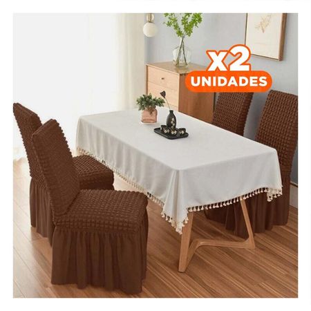 Pack2 Funda Elastica de Silla Color Marron con Relieve Visual de Burbujas Y+Papel Regalo