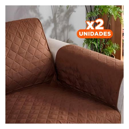 Pack2 Funda Flexible para Sofa en Color Marron con Dimensiones 130x195cm Y+Regalo Sticker