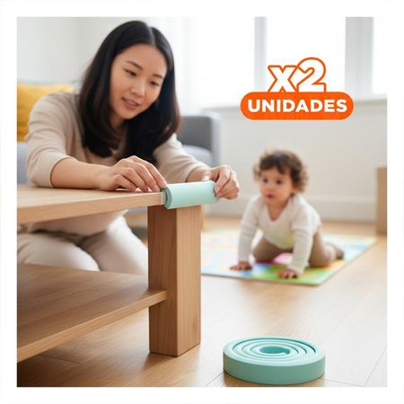 Pack2 Perfil Protector de Bordes Espuma 2 Metros Verde Agua Seguridad Interior Y+Papel Regalo