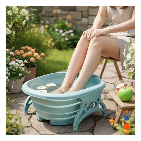 Lavadero Hidromasaje Portatil para Pies Celeste con Funcion de Masaje Y+Regalo Sticker