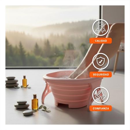 Cuenca Portatil con Masajeador de Pies Rosado Facil de Usar y Comoda Y+Papel Regalo