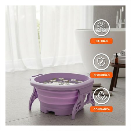 Cuenca Portatil con Masajeador de Pies Morado Facil de Usar y Comoda Y+Papel Regalo