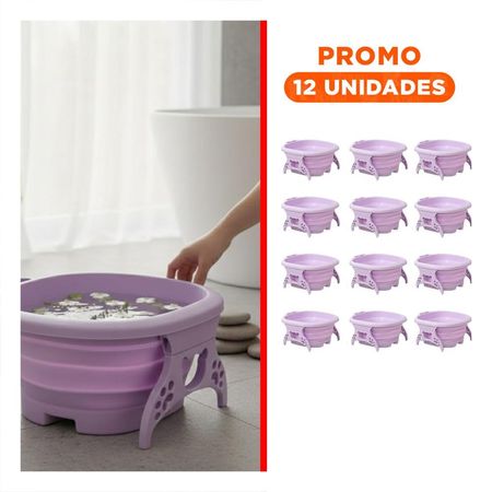 Pack12 Recipiente Portatil con Masajeador de Pies Morado Compacta y Moderna Y+Regalo Sticker